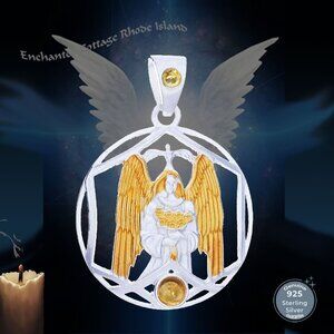 𝑺terling Silver ARCHANGEL 𝑮𝑨𝑩𝑹𝑰𝑬𝑳 Gold Plated CITRINES PENDANT JEWELRY